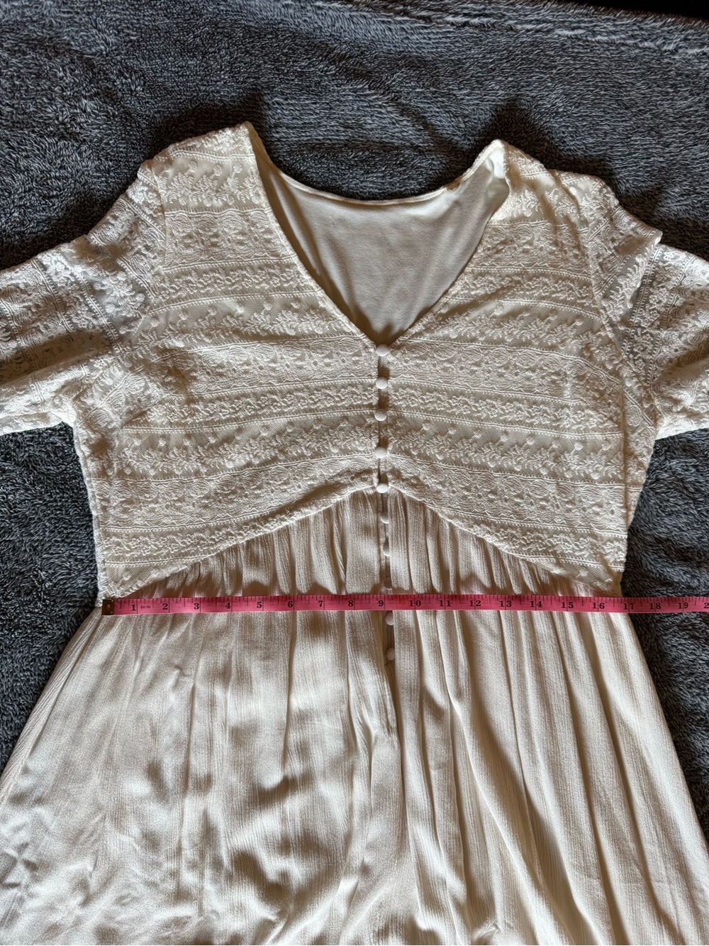 Shyanne Ivory Lace Long-Sleeve Button Mini Dress - Picture 5 of 6